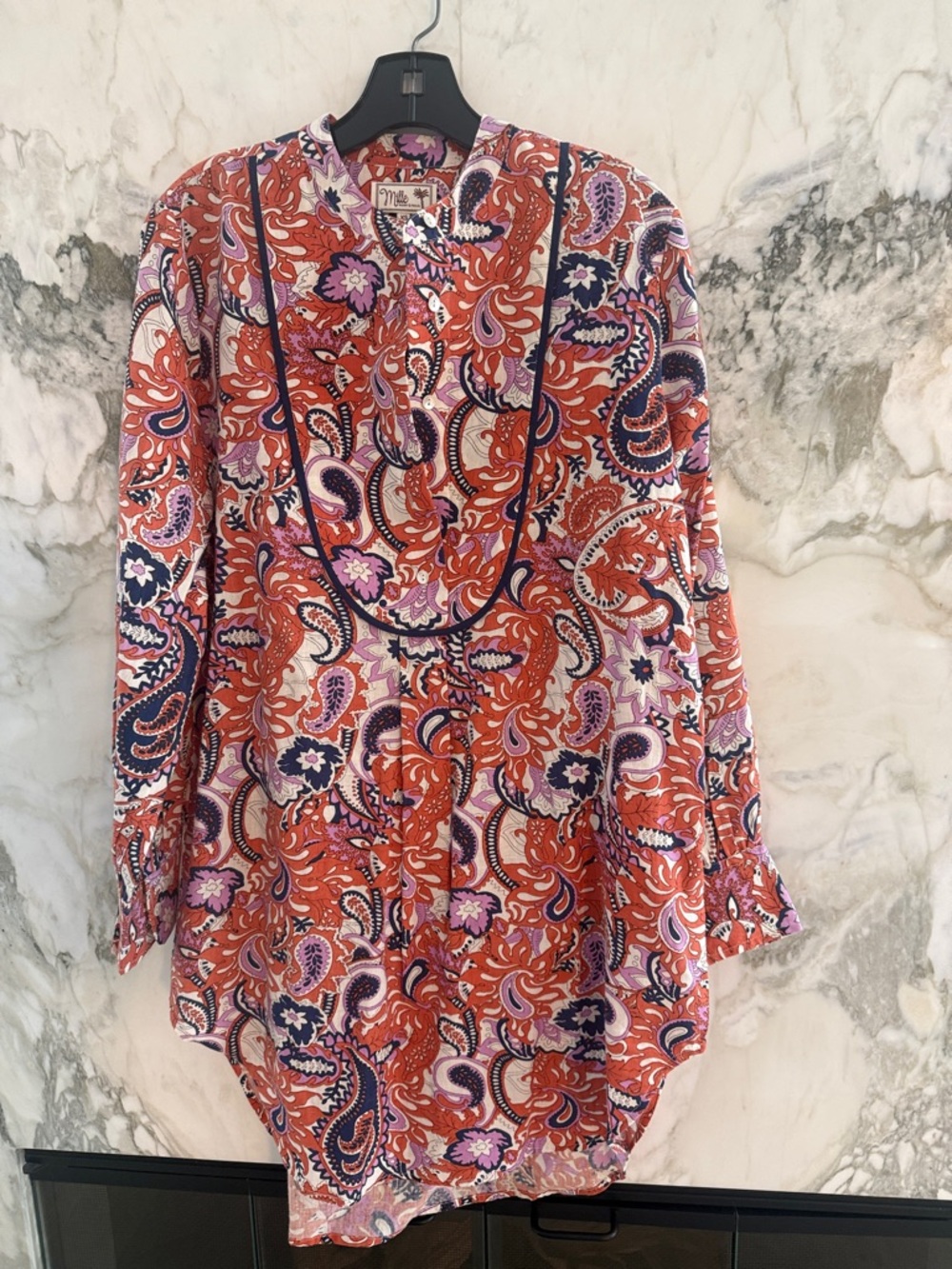 Women’s Paisley Button-Front Tunic in Rust and Pink by Millie